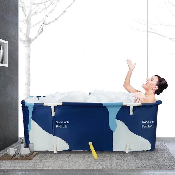Складна портативна ванна для дому та дачі (120х55х50 см) &mdash; Сімейна SPA-ванна з каркасом D092903 фото