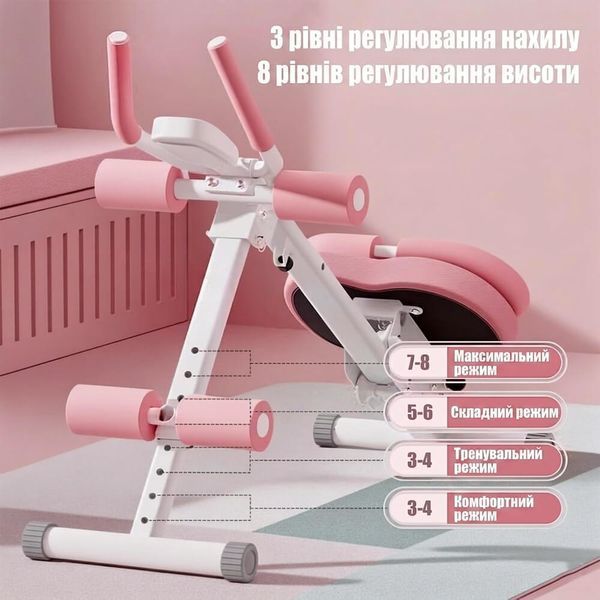 Тренажер для преса та ніг домашній багатофункціональний з еспандерами MM3000 (Рожевий) D092904 фото
