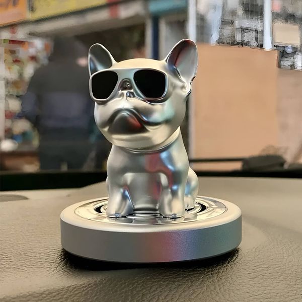Ароматизатор для авто Bulldog Silver: Стильний Бульдог з головою, що хитається D092824 фото