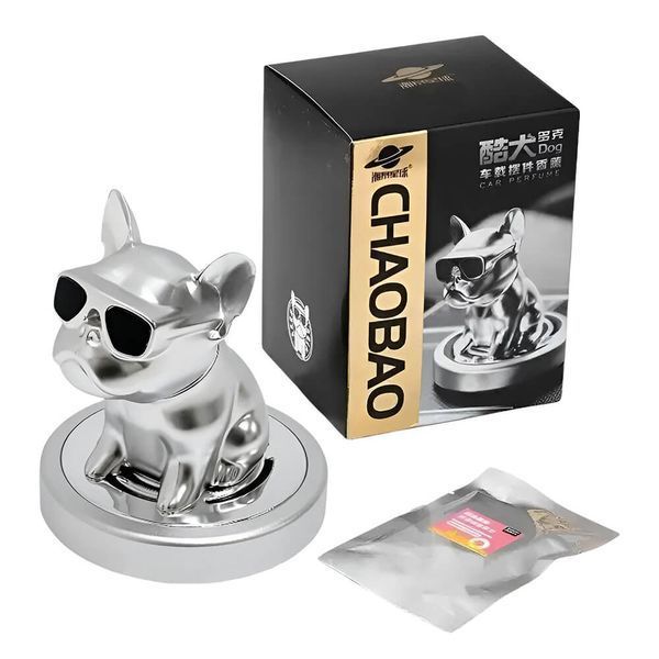 Ароматизатор для авто Bulldog Silver: Стильний Бульдог з головою, що хитається D092824 фото