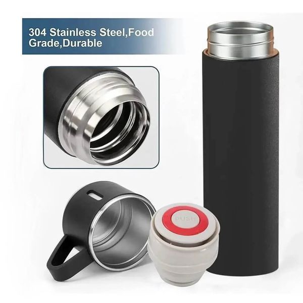 Подарунковий набір Vacuum Flask Set 3в1: Термос 500 мл із вакуумною ізоляцією та 3 чашками, чорний D092866 фото